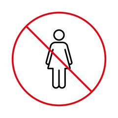 Forbid Access Women Zone Pictogram. No Allowed Girl Sign. Entrance People Prohibited. Restricted Female Entry Red Stop Outline Symbol. Not Woman Ban Black Line Icon. Isolated Vector Illustration