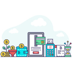 Creative design illustration of mobile card payment