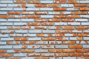 Orange Brick wall background horizontal architecture wallpaper construction cement dirty with white painting, Red Brick background, Brick texture. Brick backdrop, Renovate wall frame grimy backdrop