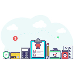 Trendy vector design of dental checklist