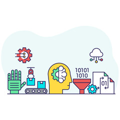 A creative design illustration of brain management