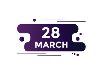 march 28 calendar reminder. 28th march daily calendar icon template. Vector illustration 
