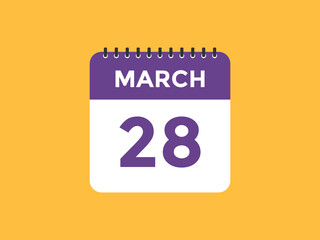 march 28 Calendar icon Design. Calendar Date 28th March. Calendar template 
