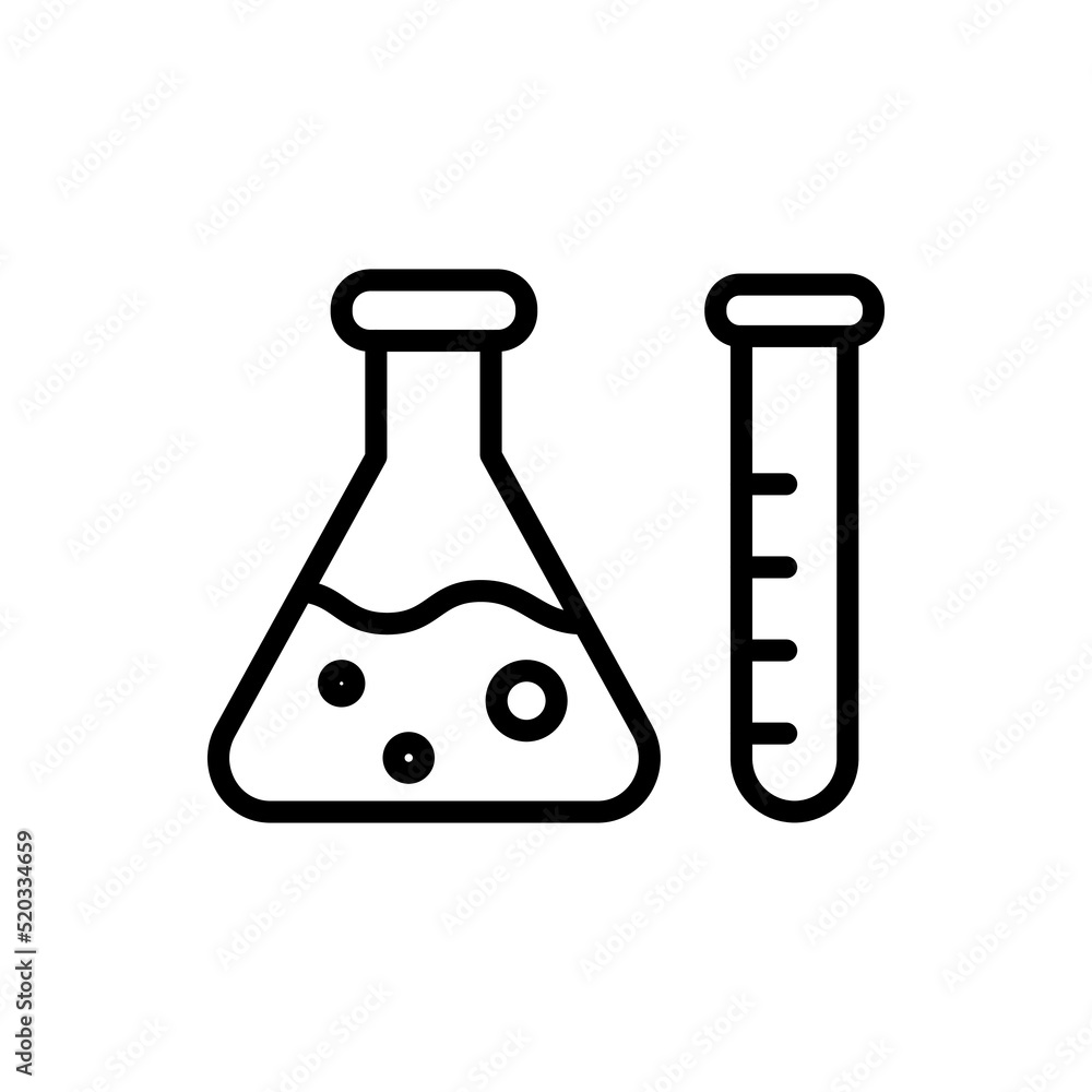 Poster test tube and flask simple icon vector. flat design
