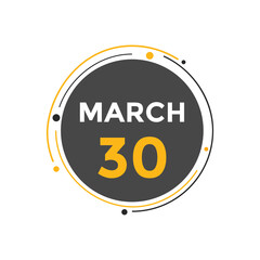 march 30 Calendar icon Design. Calendar Date 30th March. Calendar template 
