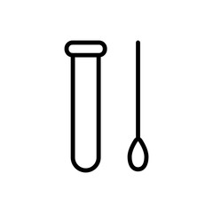 Test tube and swab, analysis simple icon vector. Flat design