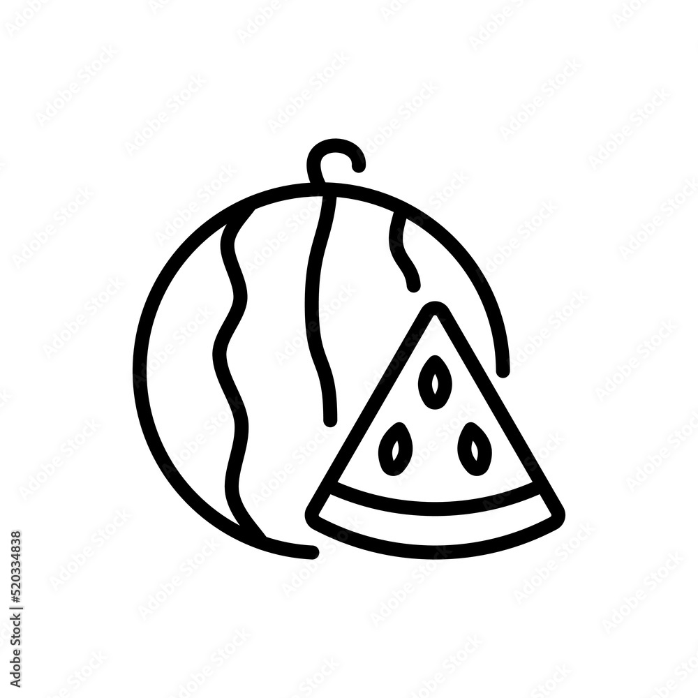 Poster watermelon with slice simple icon vector. flat design