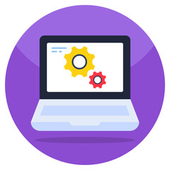 Gears inside laptop, icon of system setting