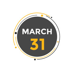 march 31 Calendar icon Design. Calendar Date 31th March. Calendar template 
