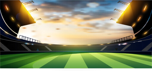 Public Buildings. Football Arena. Sports stadium with lights background, eps 10 © Kalawin