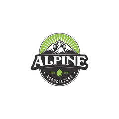 Alpine agriculture mountain cannabis farm logo