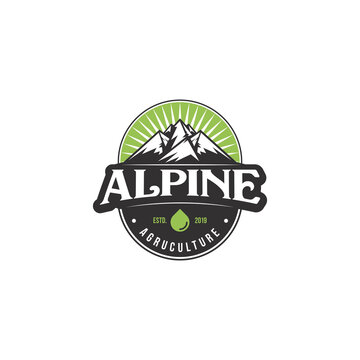 Alpine agriculture mountain cannabis farm logo