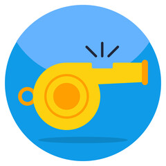 A shrill sound icon, flat design of whistle