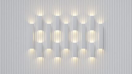 White rectangle wall background, place high and low gradients, light, shadows hit , 3D Illustration.