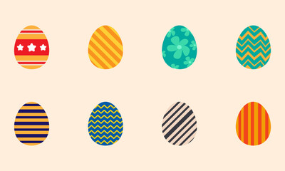 Set of easter eggs with colorful colors.