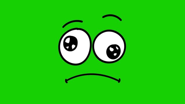 Silly cartoon face on a green screen. Silly cartoon face with alpha channel. Key color, color key, alpha channel. 4K video