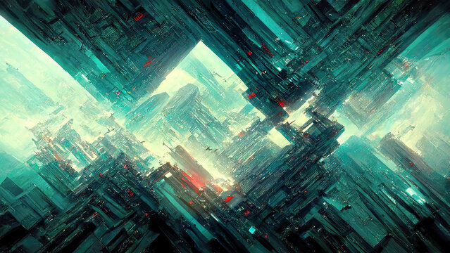 Abstract Futuristic Cyberpunk City Background