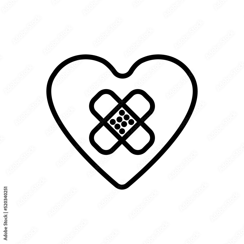 Aufkleber heart with patch simple icon vector. flat design
