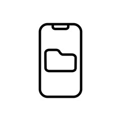 Mobile phone with folder simple icon vector. Flat design