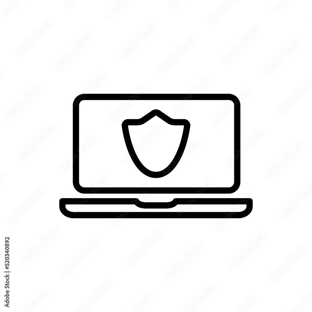 Aufkleber notebook with sheild, protection simple icon vector. flat design