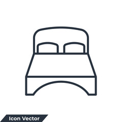 bedroom icon logo vector illustration. double bed symbol template for graphic and web design collection