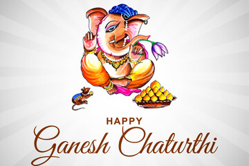 Festival of Ganesh Chaturthi background with Lord Ganesha. Vector Illustration.
