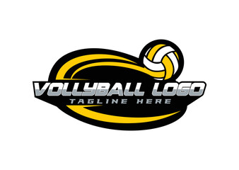 Vollyball sport logo design in Black background