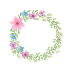 Fototapeta na wymiar Flower Wreath Watercolor