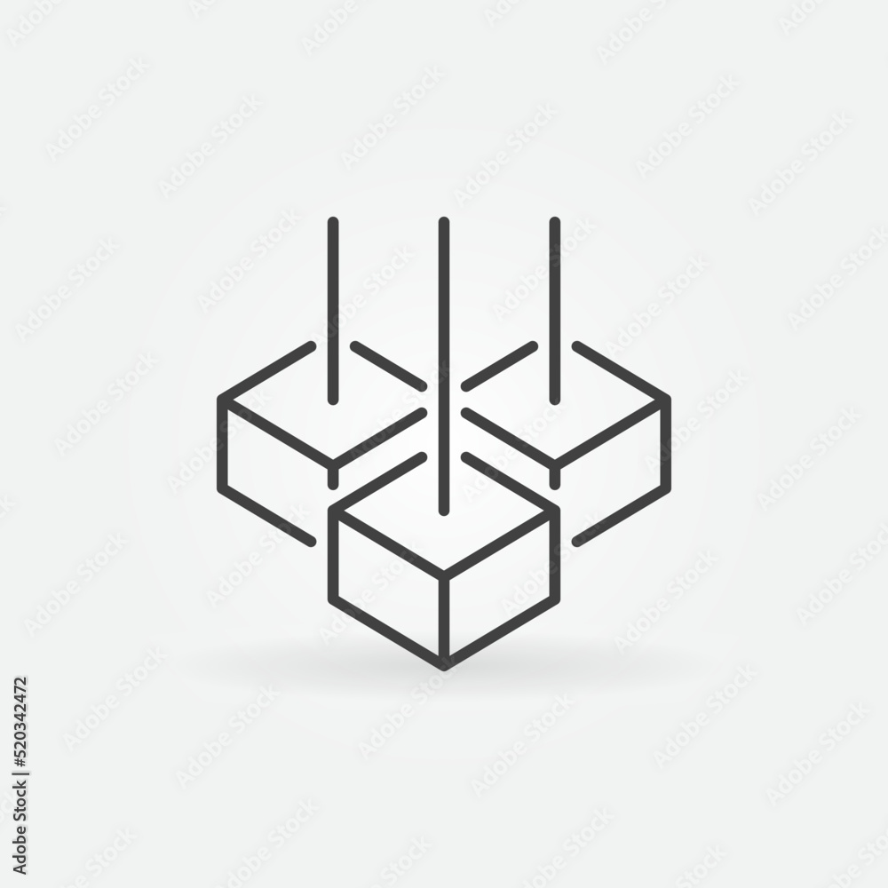 Poster block-chain vector concept icon or blockchain symbol with three blocks