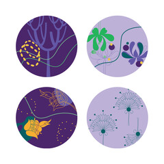 Collection of circle highlights for social networks. Abstract natural backgrounds.