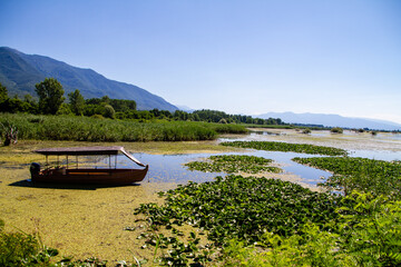 Fototapeta premium Edessa, Greece, July 12, 2022. Landscape of Lake Kerkini Lake Kerkíni, is a dam lake in the Serres regional district of Central Macedonia