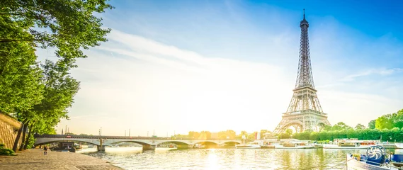 Fotobehang Parijs eiffeltocht over de rivier de Seine