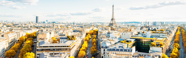 Naklejka premium eiffel tour and Paris cityscape