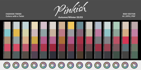 Fashion trend color palettes - Autumn/Winter 22/23 (Fall) - Pink - Vector 