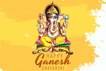 Festival of Ganesh Chaturthi background with Lord Ganesha. Vector Illustration.
