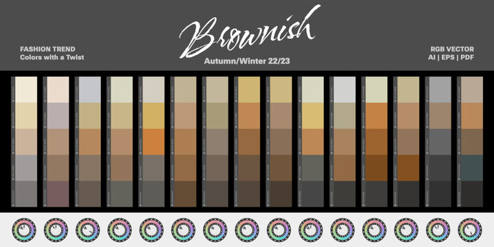 Fashion trend color palettes - Autumn/Winter 22/23 (Fall) - Brownish - Vector 