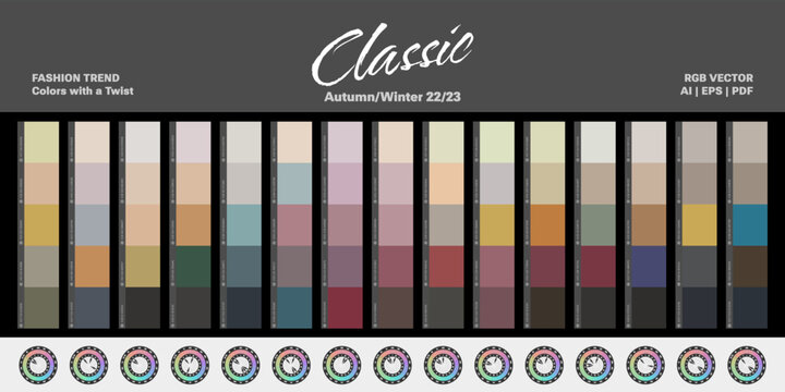 Fashion trend color palettes - Autumn/Winter 22/23 (Fall) - Classic - Vector 