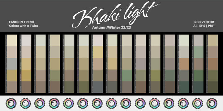 Fashion trend color palettes - Autumn/Winter 22/23 (Fall) - Khaki Light - Vector 