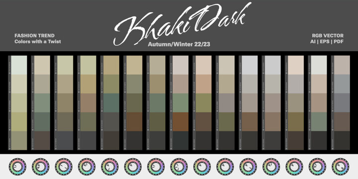 Fashion trend color palettes - Autumn/Winter 22/23 (Fall) - Khaki Dark - Vector 