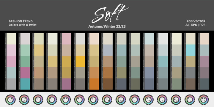 Fashion trend color palettes - Autumn/Winter 22/23 (Fall) - Soft - Vector 