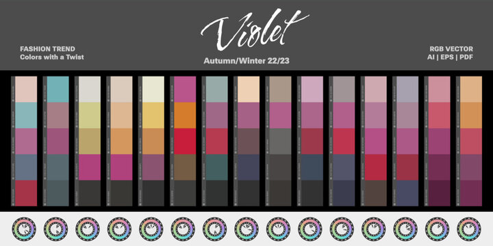 Fashion trend color palettes - Autumn/Winter 22/23 (Fall) - Violet - Vector 