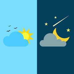 day and night time background or symbol, period time in day