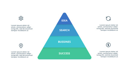 Pyramid with 4 elements, infographic template for web, business, presentations, vector illustration. Business data visualization.