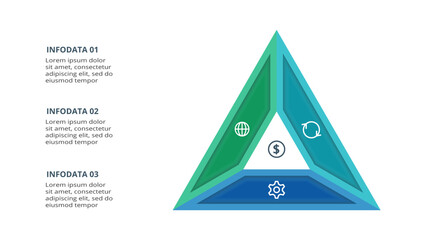 Triangle with 3 elements, infographic template for web, business, presentations, vector illustration. Business data visualization.