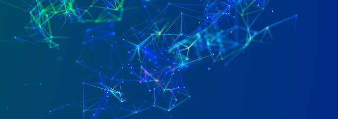 Polygonal background with dots and lines. Network connection structure. Science and technology. 3d