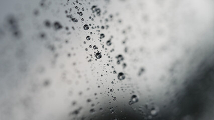 rain drops beading on hydrophobic car glass - obrazy, fototapety, plakaty