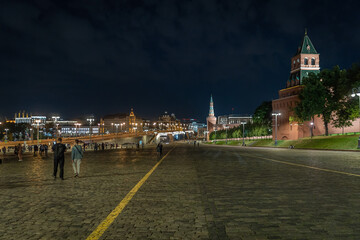 People walk on Red Square in Moscow