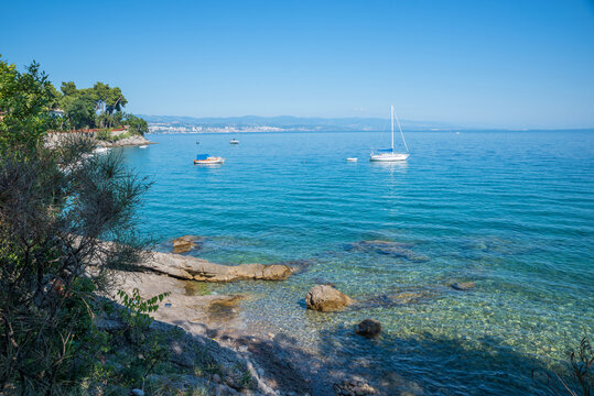 bathing beach Kvarner Bucht near Opatija, croatia