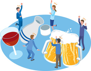 楽しくお酒を飲む人々