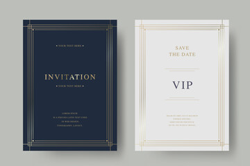 Luxury vintage golden vector invitation card template  - obrazy, fototapety, plakaty